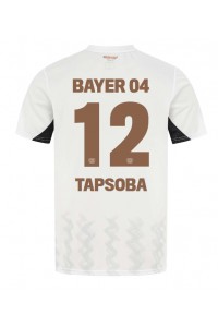 Bayer Leverkusen Edmond Tapsoba #12 Jalkapallovaatteet Vieraspaita 2024-25 Lyhythihainen